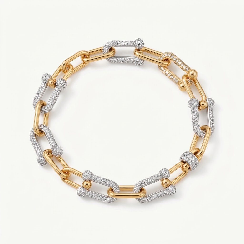 צמיד חוליות יוקרתי משובץ – Stainless Steel