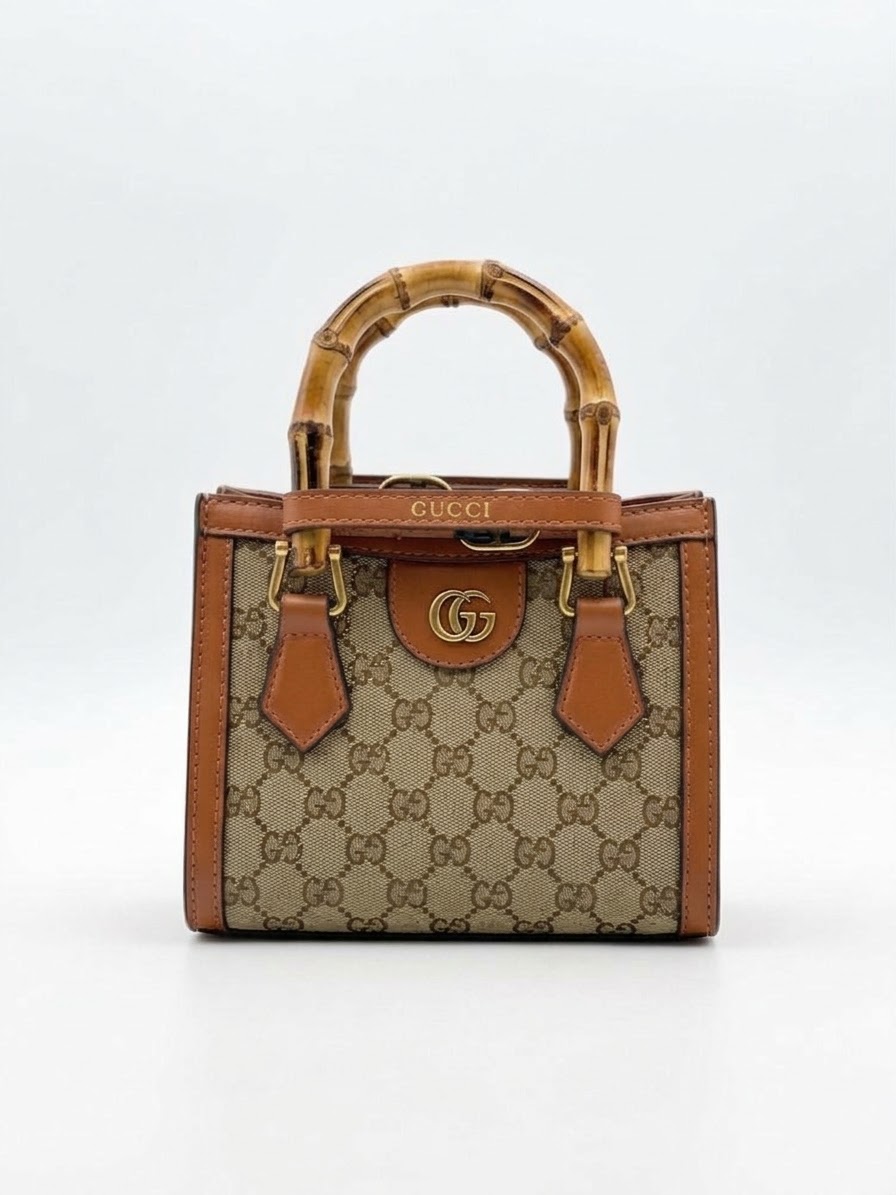 תיק יד בסגנון Gucci עם ידיות במבוק – Copy One